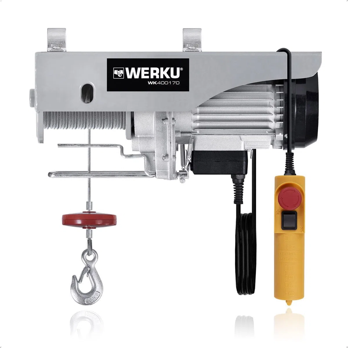 Werku WK400170, Polipasto Cable, Calidad Profesional, Carga 400 kg, Potencia 750 W, Protección IP54, Altura 22 M