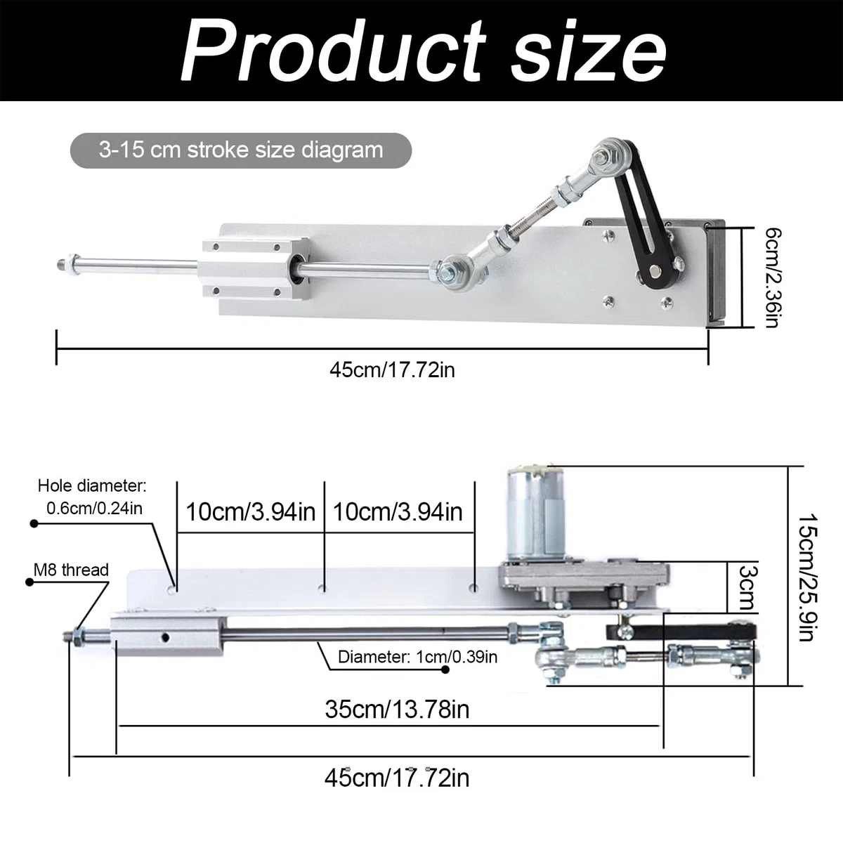 Actuador Lineal Pistón Alternativo, Motor Eléctrico DC 12V Motor Lineal Accionamiento Lineal Actuador Lineal Engranaje Motor Telescópico Ajustable Motor DIY Con Controlador Velocidad Carrera 3-15cm