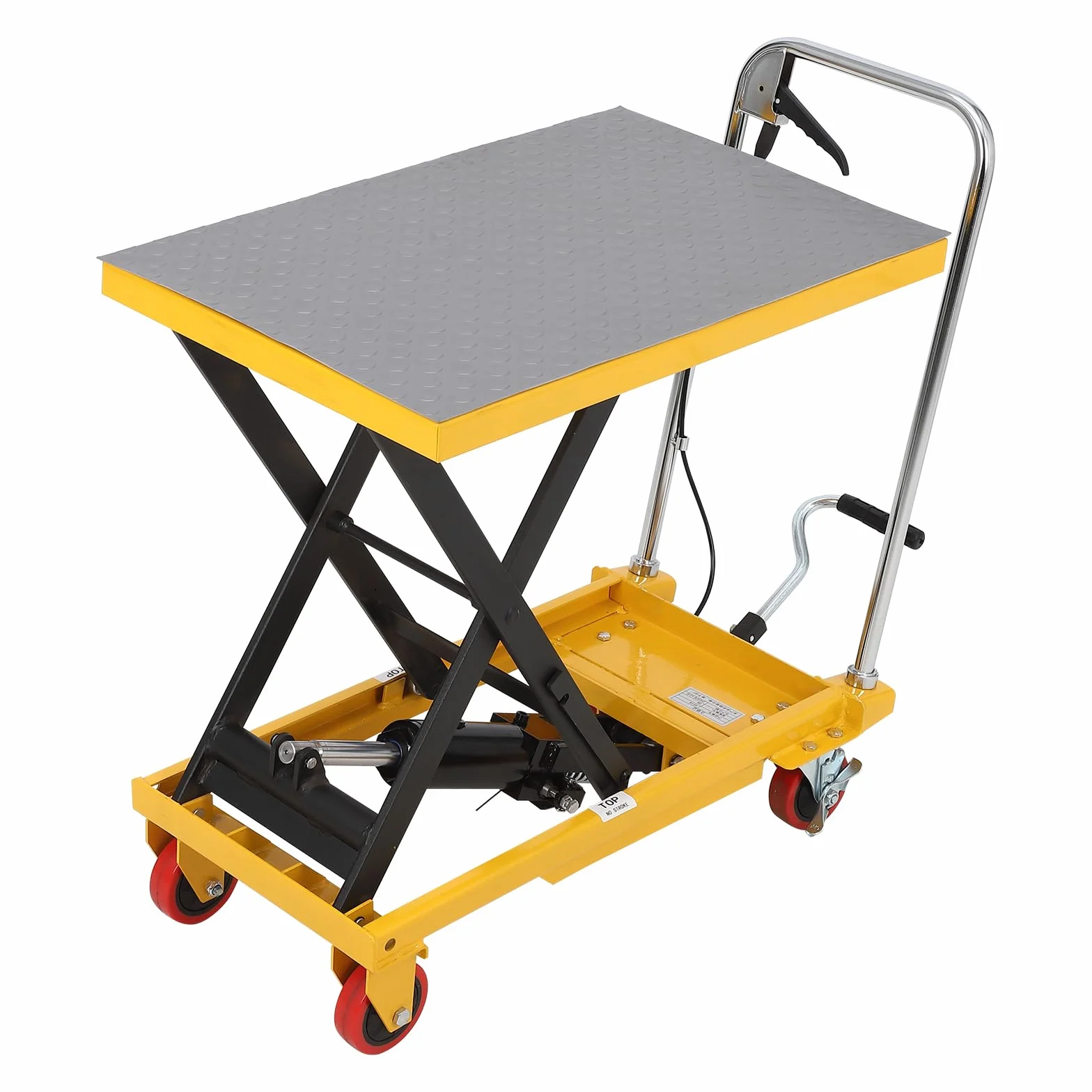330/500lbs Carretilla Elevadora Hidráulica, Altura Máxima 28,5", Caballete Moto de Tijera Manual Simple con 4 PU Ruedas y Alfombrilla Antideslizante de 3mm, Adecuado para Manipulación y Transporte