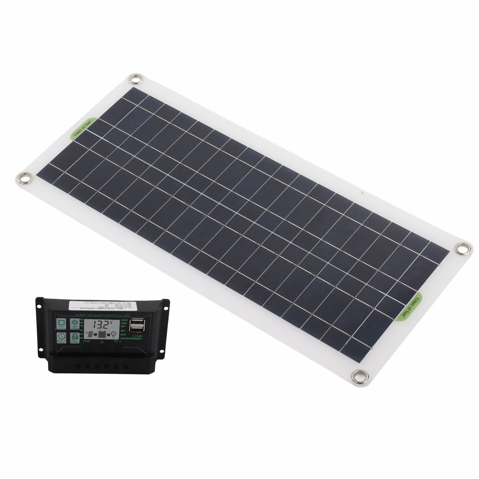Panel Solar, 30W Panel Solar 30a Cargador Kit de Controlador de Voltaje Silicio Policristalino para 12V Coche RV Barco Remolque Marino Piezas y accesorios para caravanas