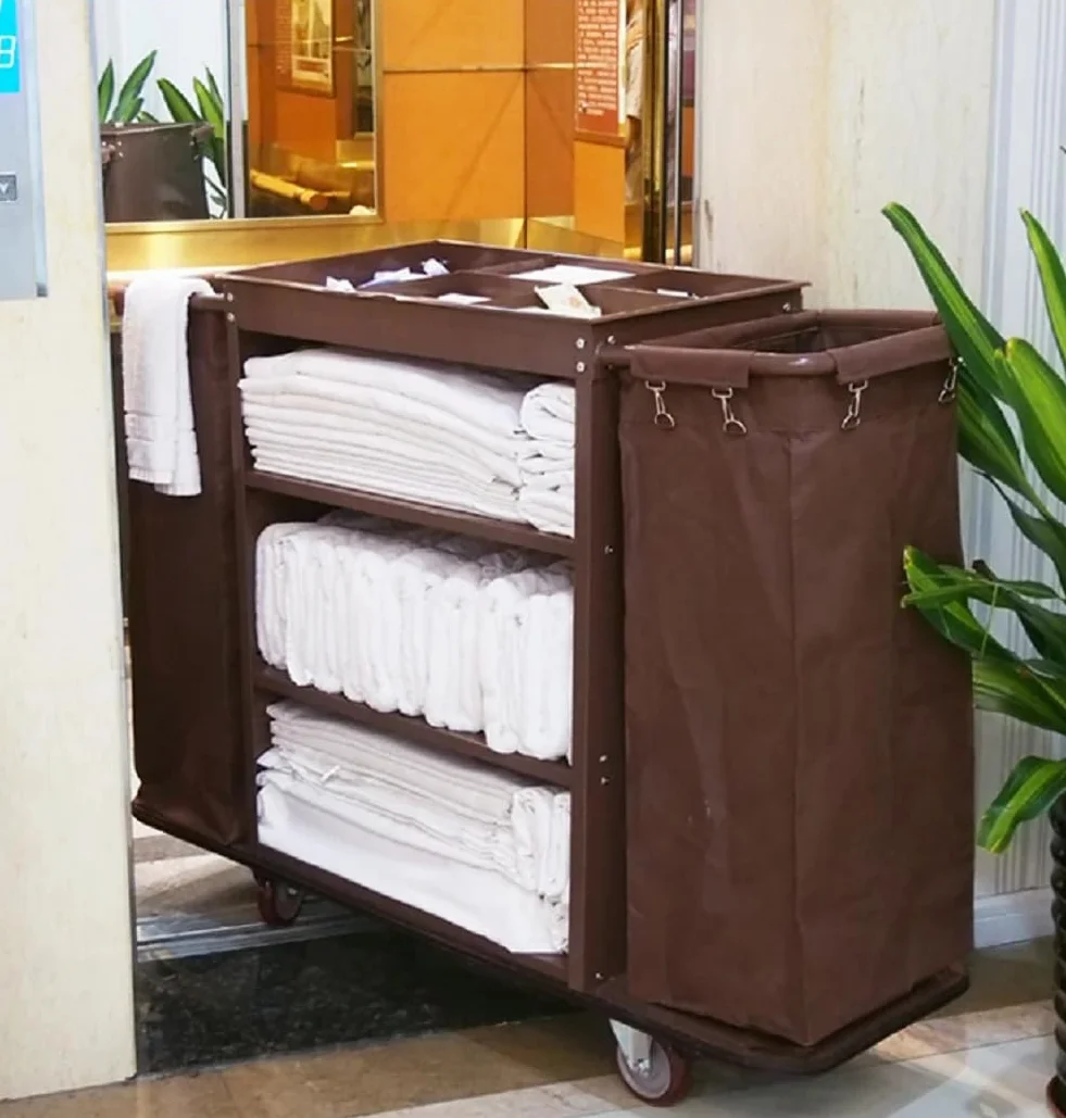 Carrito de hotel multifuncional con cerradura, carrito de limpieza comercial industrial para limpieza doméstica y servicio de habitaciones, soluciones de limpieza duraderas y eficientes