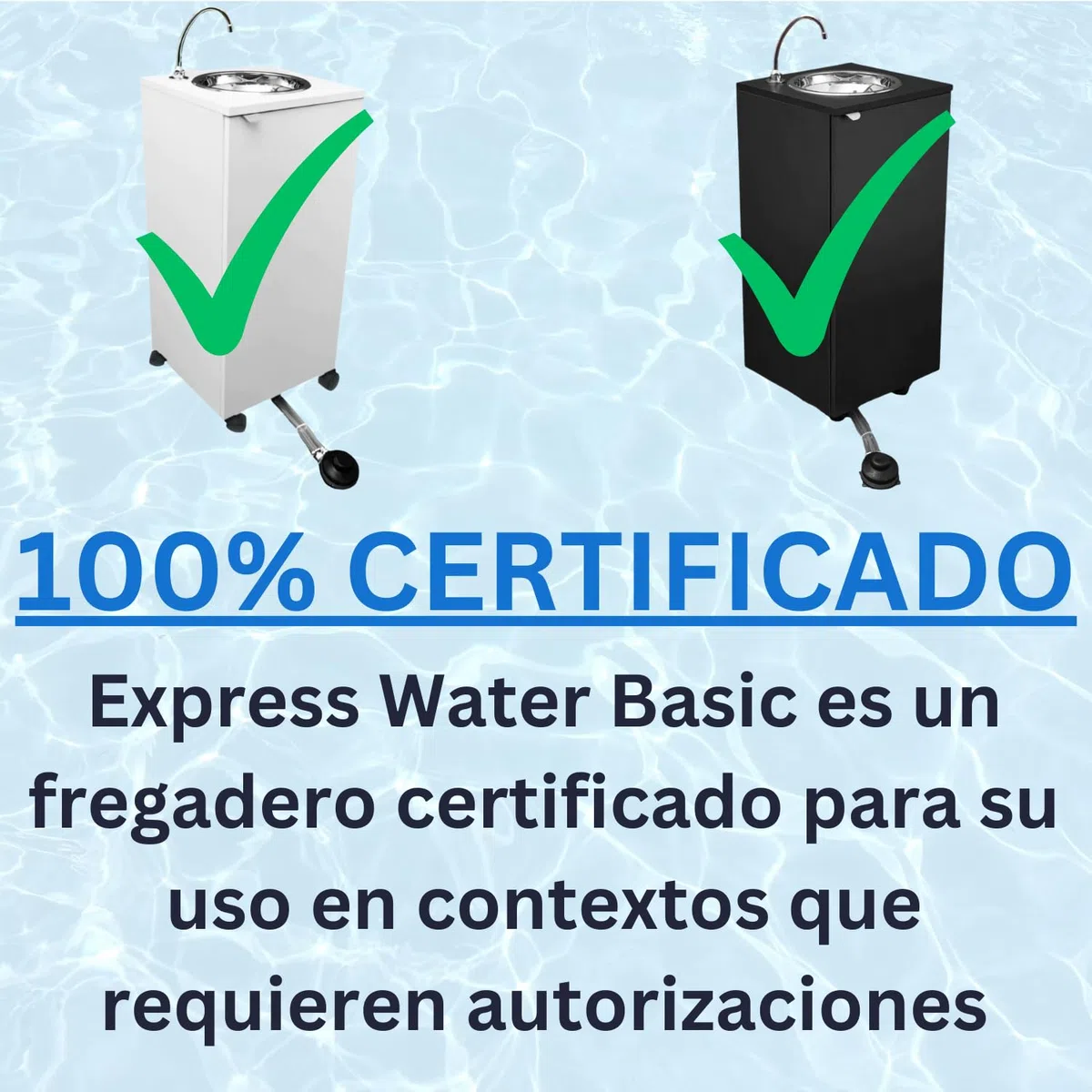 Express Water Basic Blanco Fregadero Lavabo Portátil Acero Inoxidable Mando Pedal