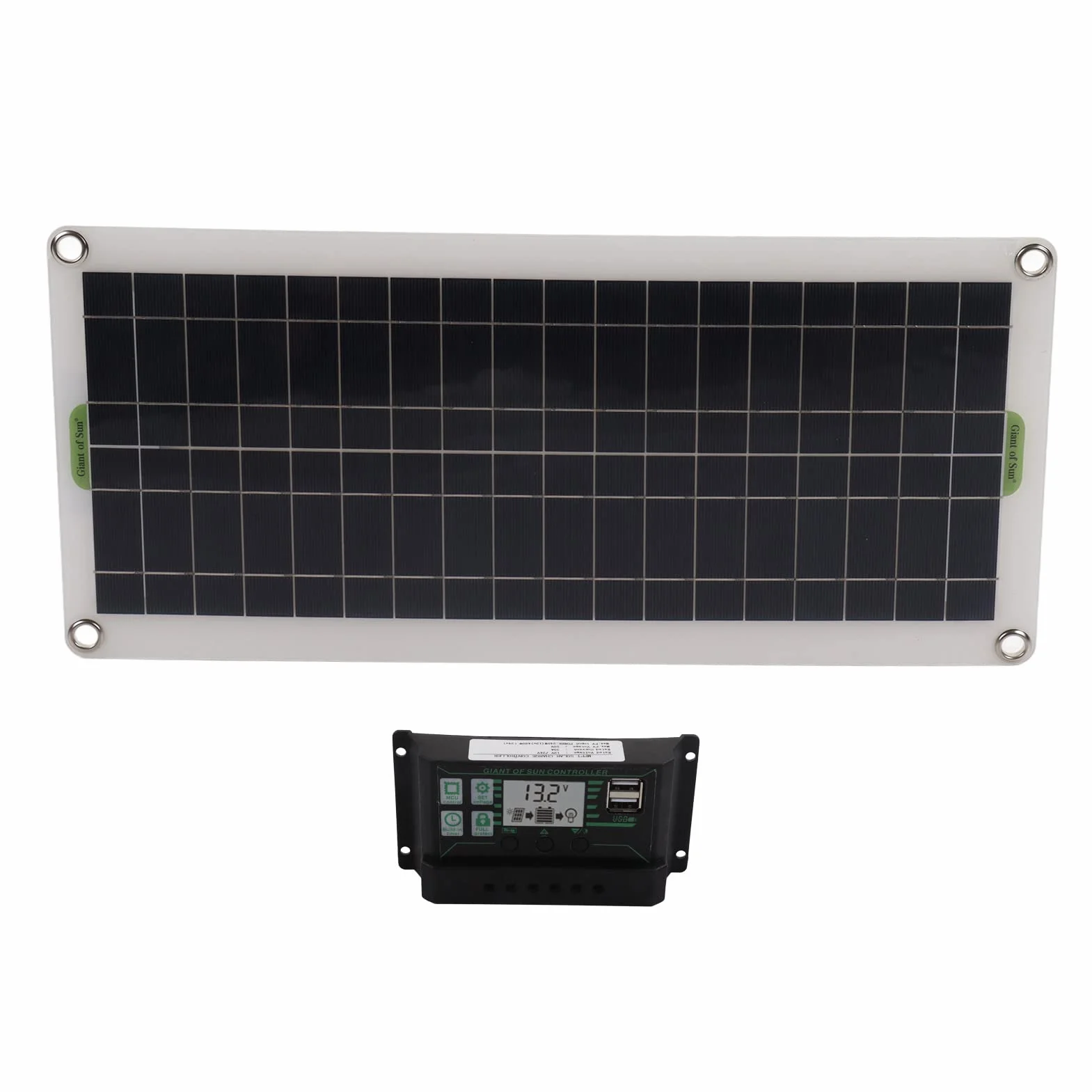 Panel Solar, 30W Panel Solar 30a Cargador Kit de Controlador de Voltaje Silicio Policristalino para 12V Coche RV Barco Remolque Marino Piezas y accesorios para caravanas