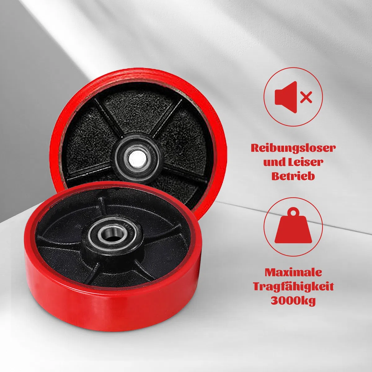 2 piezas de ruedas para transpaleta de 180 x 50 mm con rodamientos de bolas, ruedas PU para transpaletas, ruedas de repuesto con eje