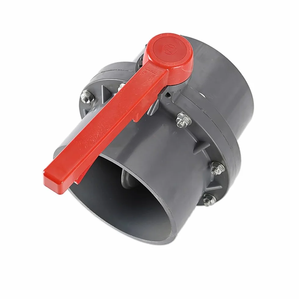 Válvula De Mariposa De PVC, Tipo Soldadura Por Encastre, 90mm, 110mm, 125mm, 160mm Y 200mm, Con Palanca Manual Y Diseño Monobloque For Sistemas De Riego.(Plastic handle,90mm)