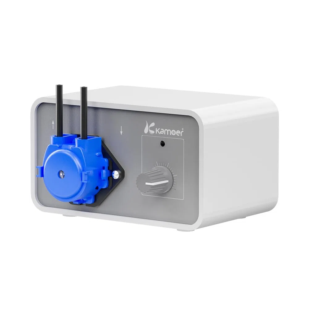 Kamoer M1-NKP Pequeña bomba peristáltica de 12 V de bajo flujo 5-30 ml/min Bomba dosificadora de líquido de velocidad ajustable Tubo Perx larga vida útil para laboratorio Fábrica Casa con adaptador de