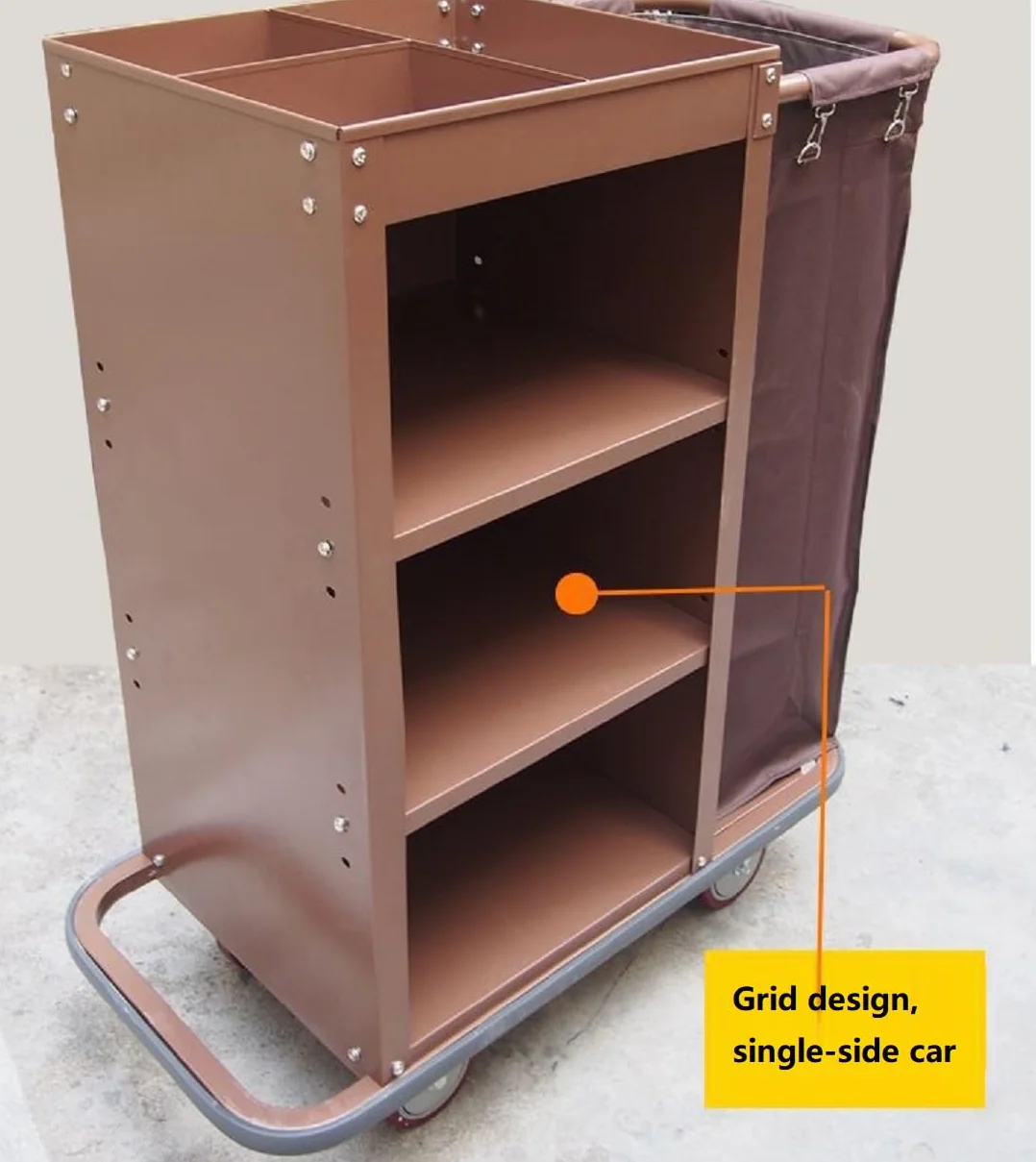 Carrito de hotel con cerradura, carrito de limpieza industrial para limpieza doméstica y servicio de habitaciones, solución multifuncional para operaciones de limpieza eficientes