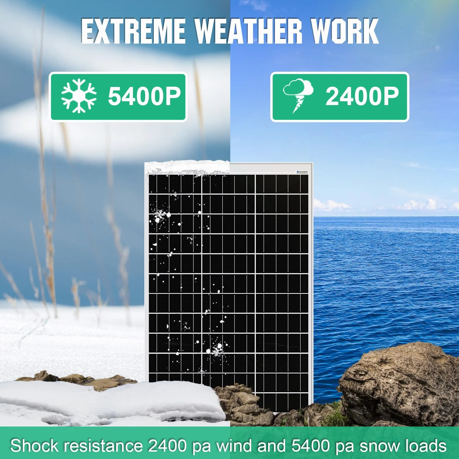ECO-WORTHY 240W Sistema solar kit completo para autocaravanas: 2 * 120W módulos solares + 30A regulador de carga+ 1 * 50AH batería de litio+ 600W inversor de onda sinusoidal