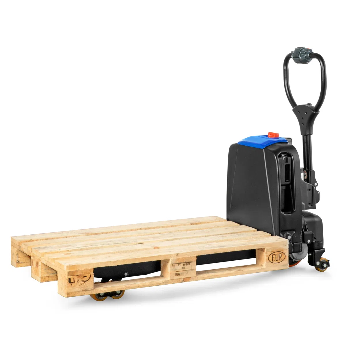 Transpaleta eléctrica Pallit One-F4 con Rodillos de Apoyo | 1500 kg de Capacidad | Batería de Iones de Litio de 20 Ah | Totalmente eléctrica