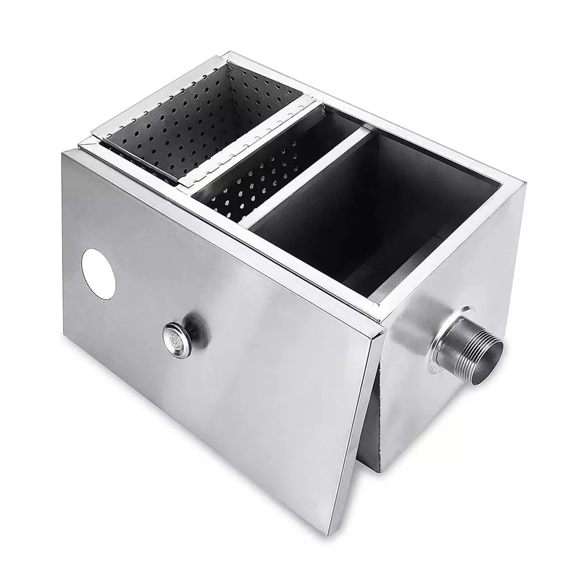 Trampa de grasa, 350*200*200mm acero inoxidable 8LB trampa de grasa Interceptor separador de agua y aceite for restaurante cocina herramientas de tratamiento de aguas residuales ,para cocina de restau