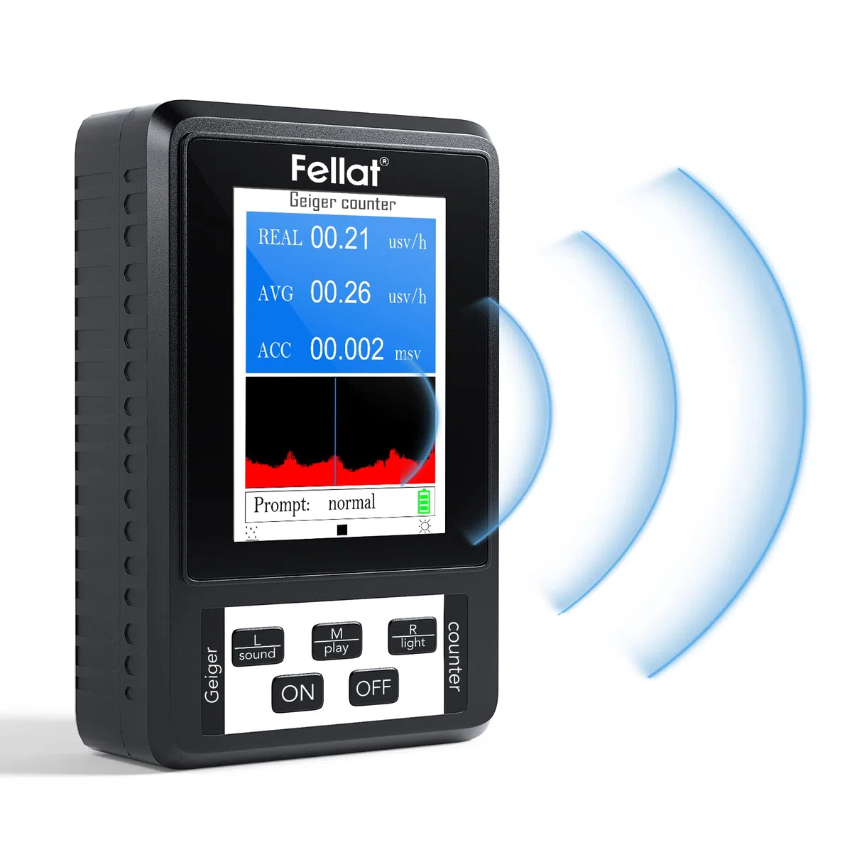 Detector de Radiación Nuclear Contador Geiger, Fellat Portátil Digital Dosimeter de Alta Sensibilidad Precisión Beta Gamma X-ray Monitor con Pantalla LCD Grande