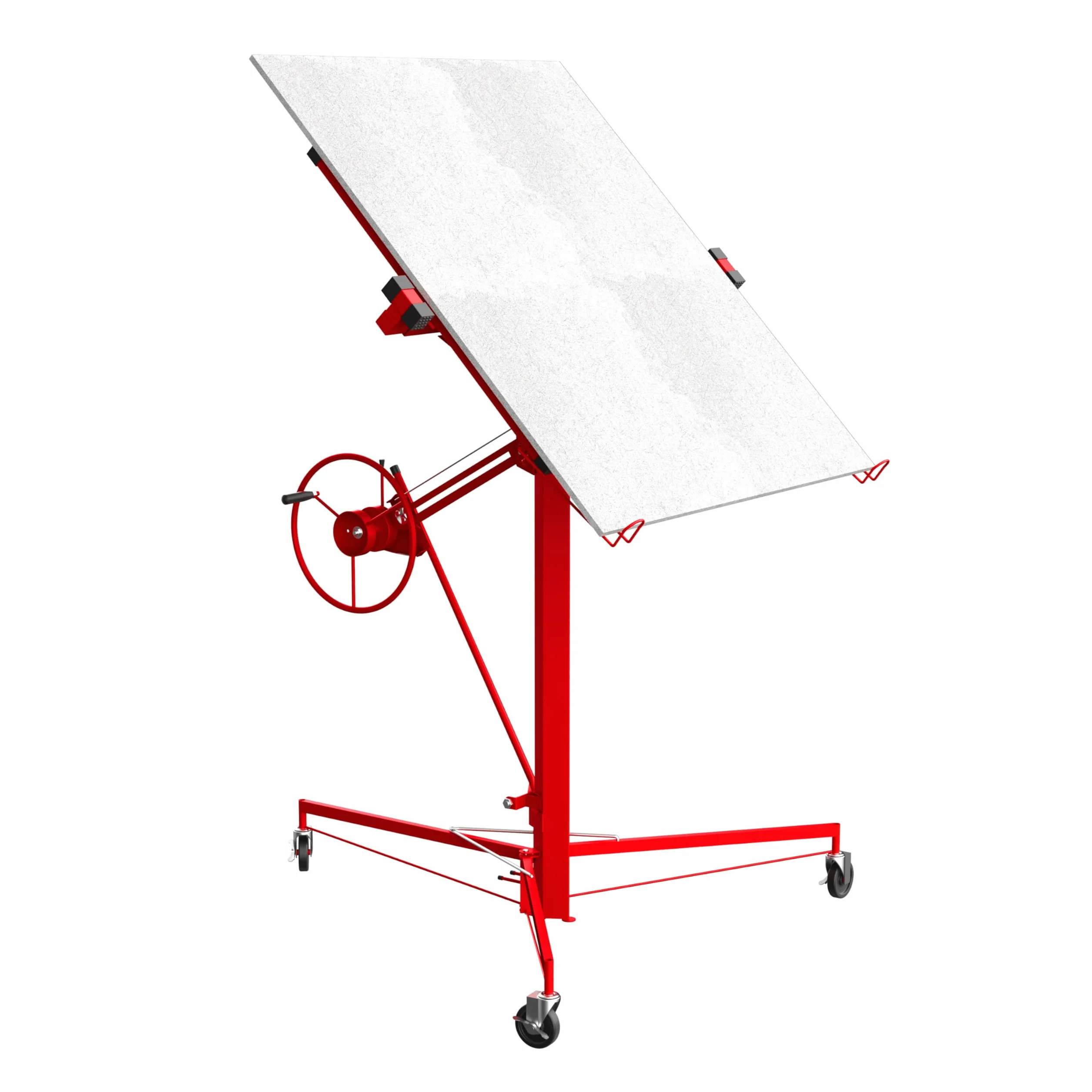 TEENO Elevador Placas de Yeso Profesional, Plataforma Elevadora Pladur, Altura 140-325 cm, Carga 68 kg, Rojo