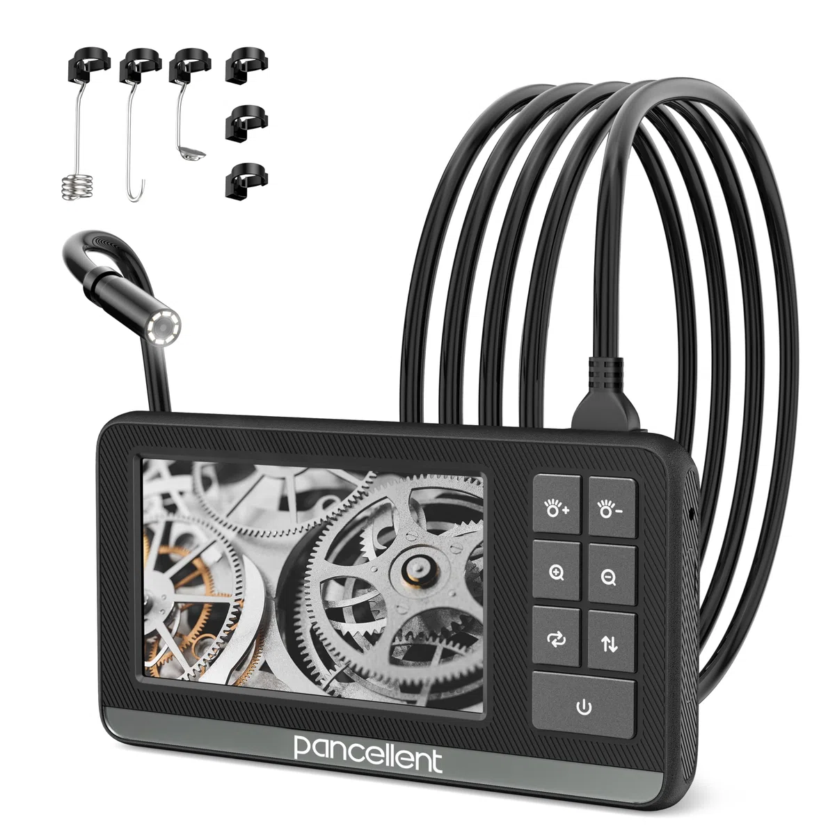 Endoscopio Digital HD Industrial, Pancellent Cámara de Inspección Boroscopio IPS de 4,3"con Alcantarillado Tipo Serpiente Impermeable IP67 de Mano con 8 Luces LED Cable Semirrígido de 5M