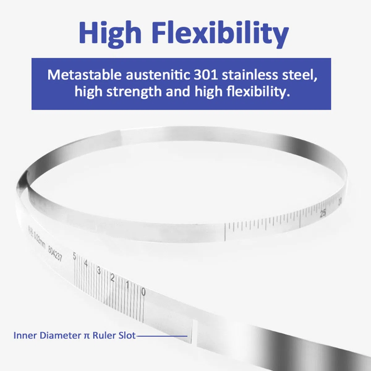 Regla de diámetro interior de acero inoxidable, herramienta de medición flexible con ranura de regla para una medición precisa de tuberías industriales, clasificación de alta precisión