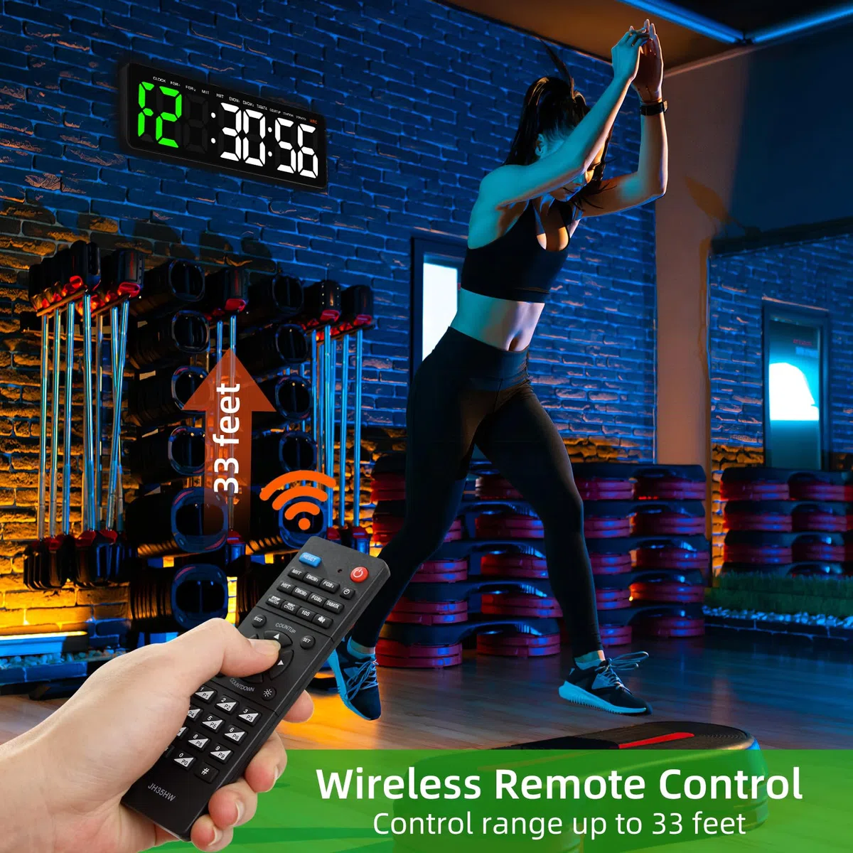 Temporizador de Gimnasio,Temporizador de Intervalo Fitnes LED, 16.5'' Grande Reloj de Pared Digital con Countdown/UP Cronómetro, Gym Timer de Intervalos con Control Remoto para Casa Garaje