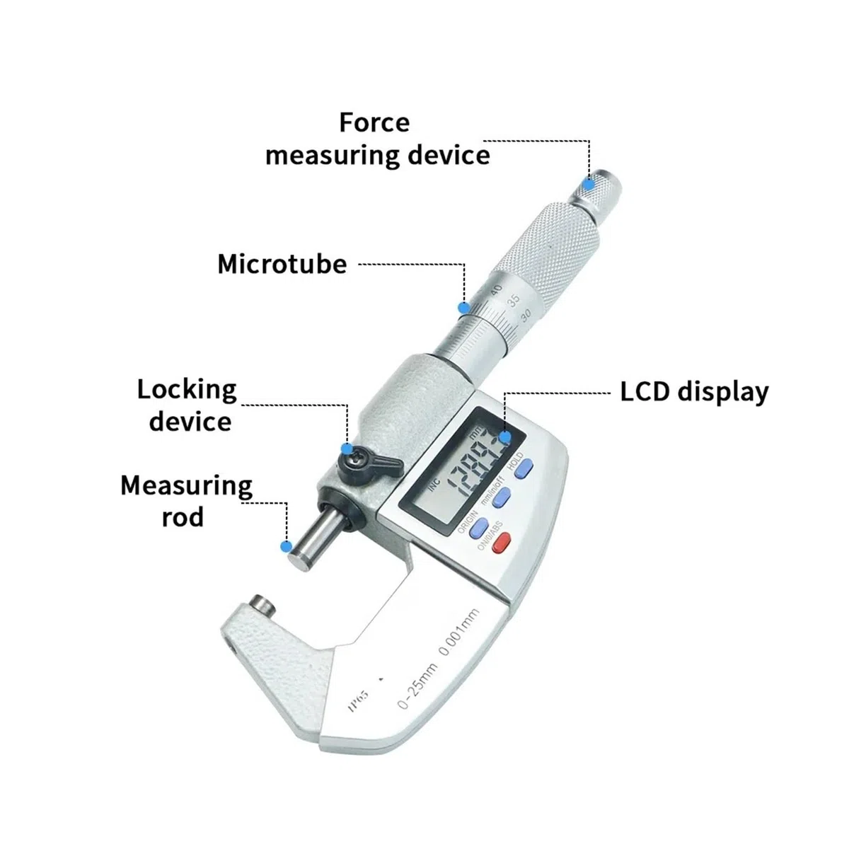 Calibrador micrométrico digital resistente al agua IP65, calibre micrométrico digital electrónico de 0,001 mm, herramientas de medición herramientas de medición(50-75mm)