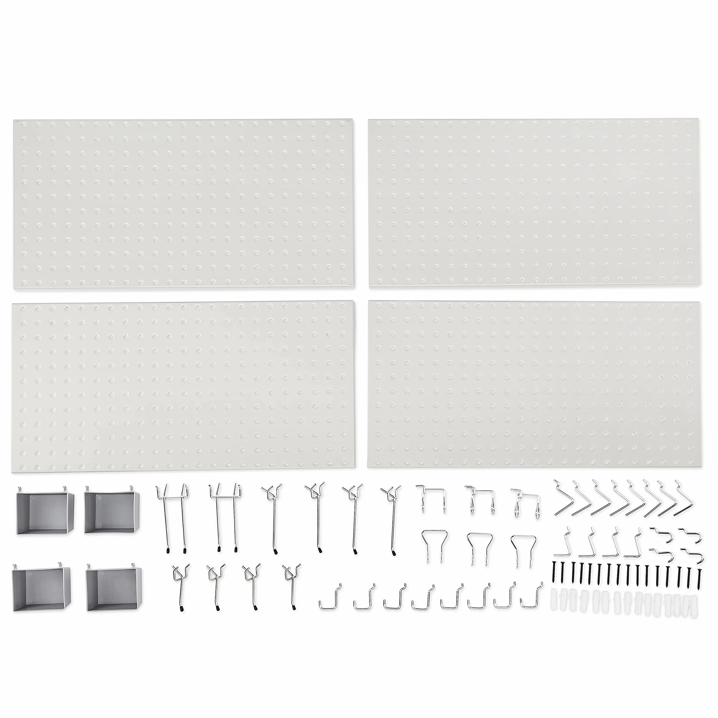Amazon Basics Rectangular Kit de tablero de clavijas de metal, 48 piezas, Gris