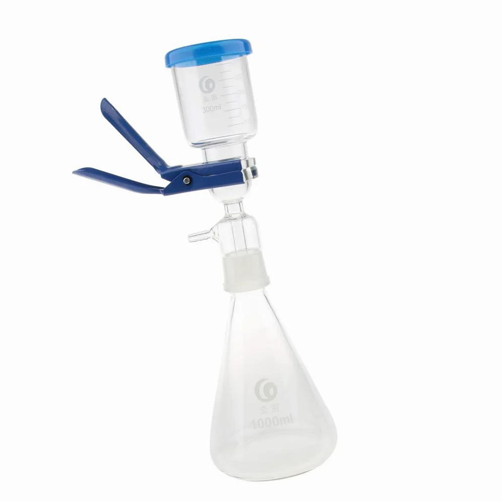 Nueva unidad de filtrado de laboratorio de aparato de filtración de 1000 ml con embudo y abrazadera