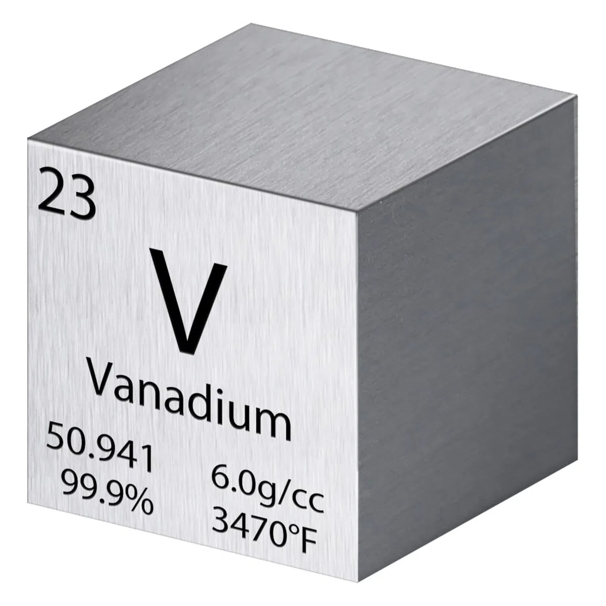 Cubo de vanadio de 1 pulgada de 25,4 mm de densidad de metal puro cubo de metal de alta densidad para colecciones de elementos, experimentos de laboratorio, material de experimentos