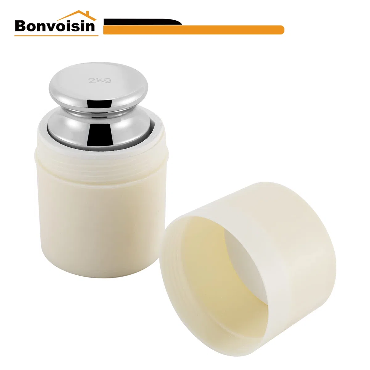 Bonvoisin Peso de calibración de 2 kg/4400 lb para báscula digital, clase M1, acero al carbono, acabado cromado (2000 g)