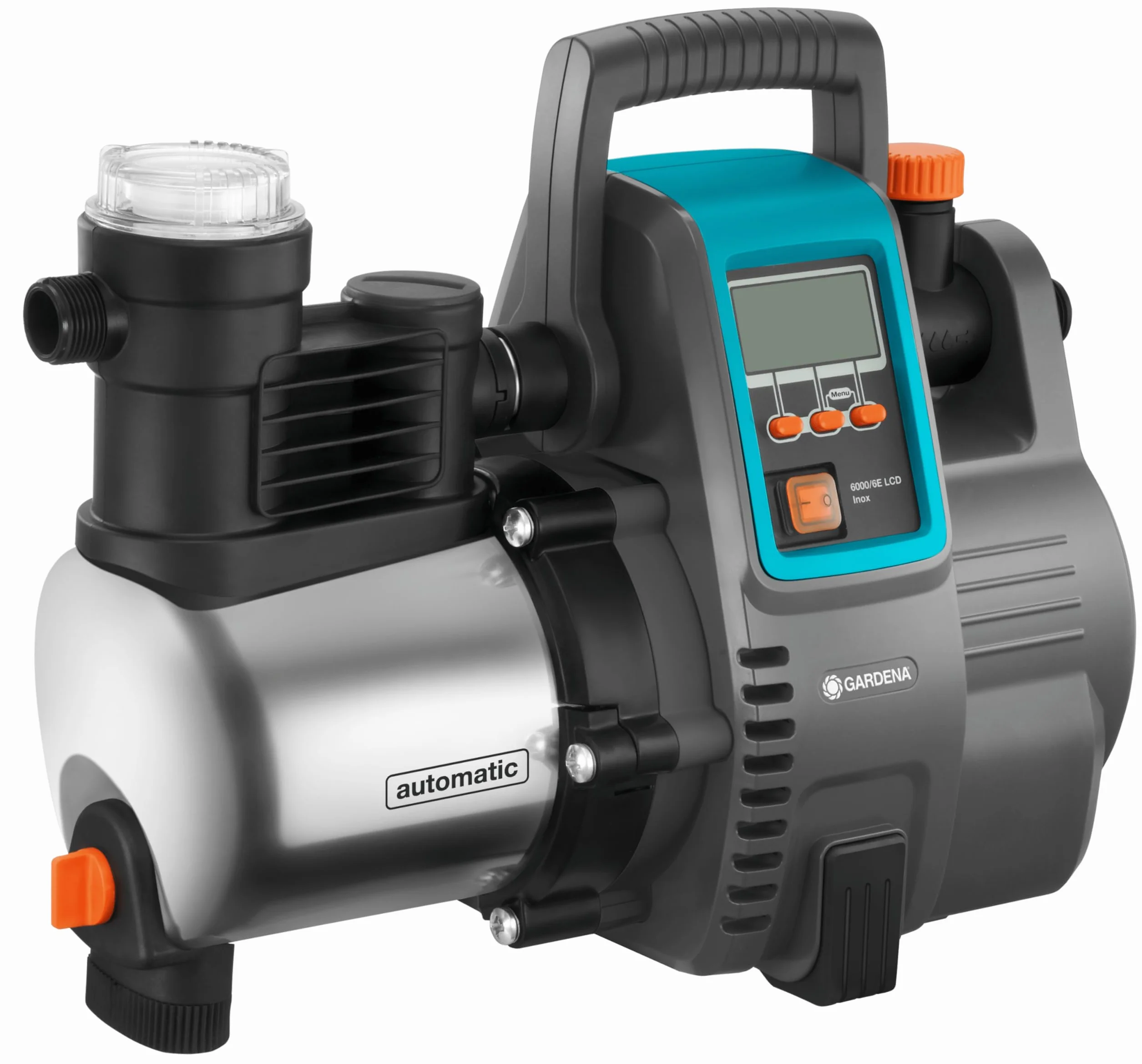 Gardena - Grupo a presión electrónico 6000/6E LCD Inox Premium: bomba doméstica con caudal de 6000 l/h, motor 1300 W, pantalla LCD, carcasa de la bomba de acero inoxidable (1760-20)