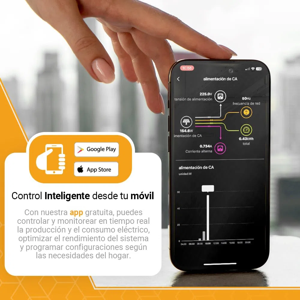 Kit Solar Balcón Svan con 2 Paneles Solares Bifaciales de 435W, Microinversor Wifi 800W, Plug & Play, Control desde APP, Protección IP68, Soporte de Montaje, Uso Exterior