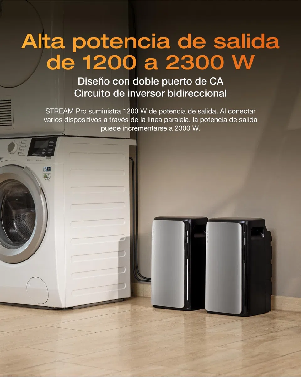 EF EcoFlow STREAM Pro batería de 1,92 kWh para kit solar, entrada solar de 2300 W 3 MPPT, dos puertos de CA 2300 W, microinversor de 600/800 W, ampliable a 11,52 kWh, control inteligente con IA
