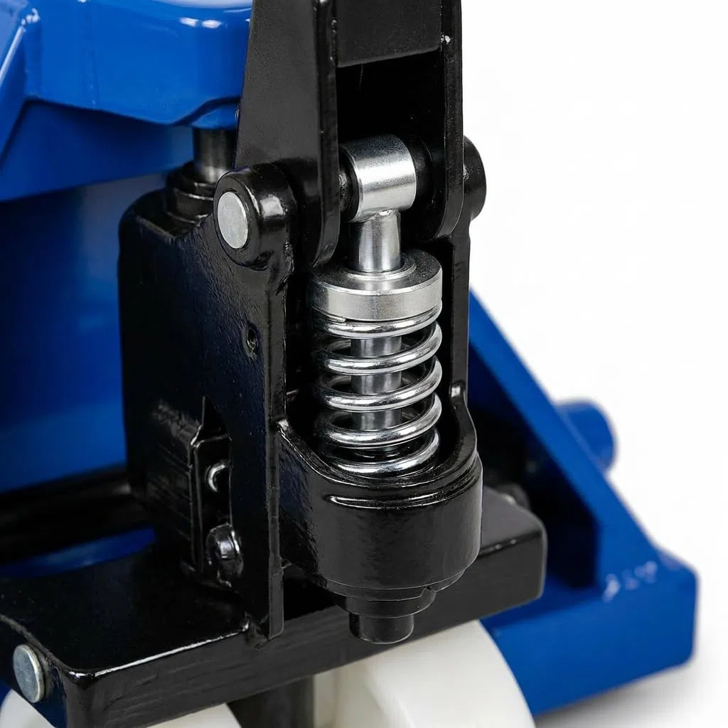 Transpaleta Manual Industrial Azul 2500 Kg con Ruedas de Nylon