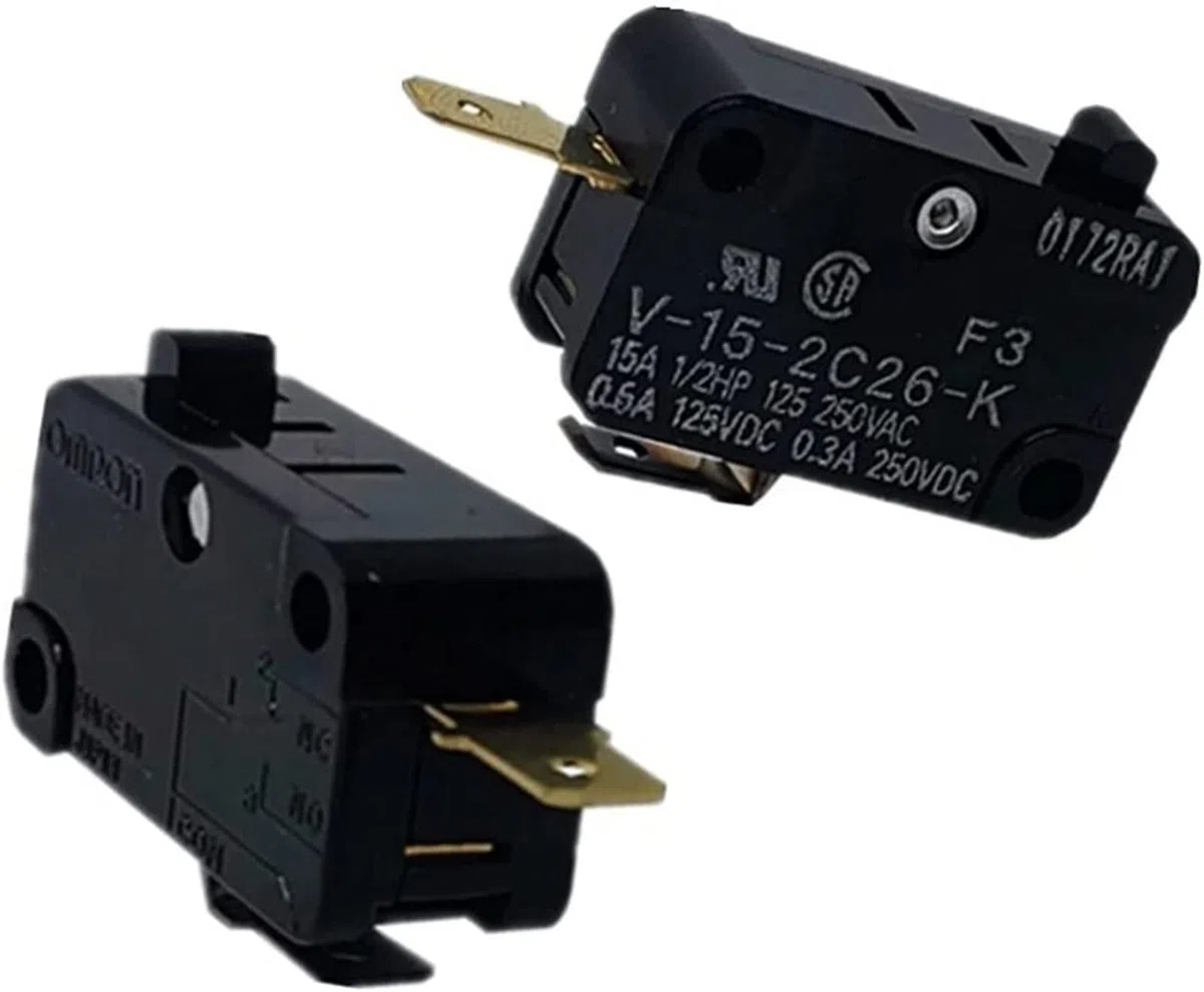 AHLOKI Microinterruptores 5 uds V-15-2C26-K Microinterruptor Grande 2 Pines Normalmente Cerrado Interruptor de límite Chapado en Oro sin Mango