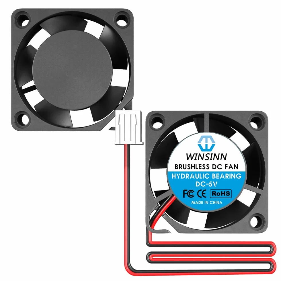 WINSINN Mini ventilador de 20 mm, 5 V, rodamiento hidráulico sin escobillas 2010, 20 x 10 mm, alta velocidad (paquete de 2 unidades)