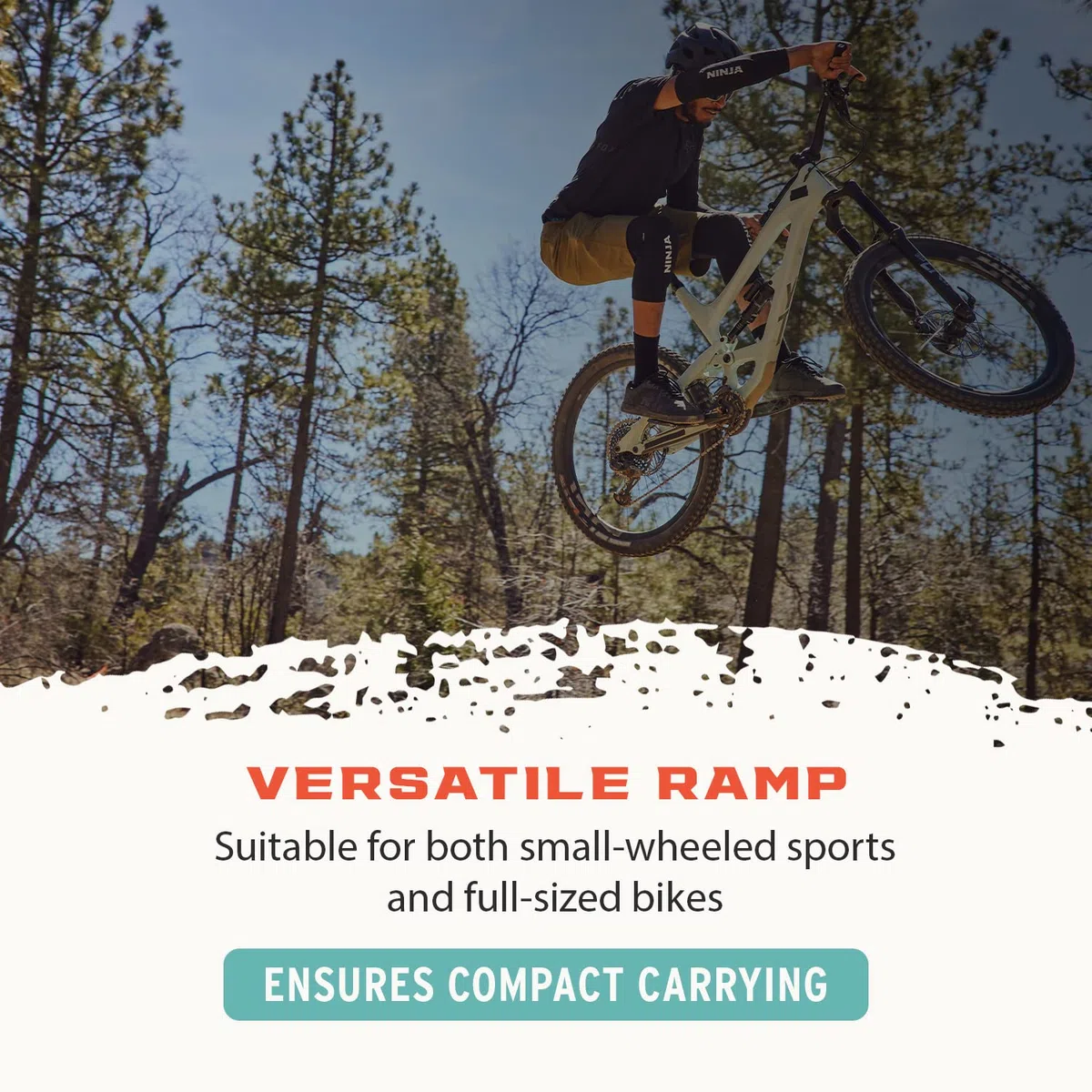 Ninja - Rampa de Salto portátil Turbo Kicker, rampa de 4 Paneles para Todas Las Edades, Ideal para Bicicletas MTB, Bicicletas BMX, una Rueda, Scooters, monopatines y Coches RC