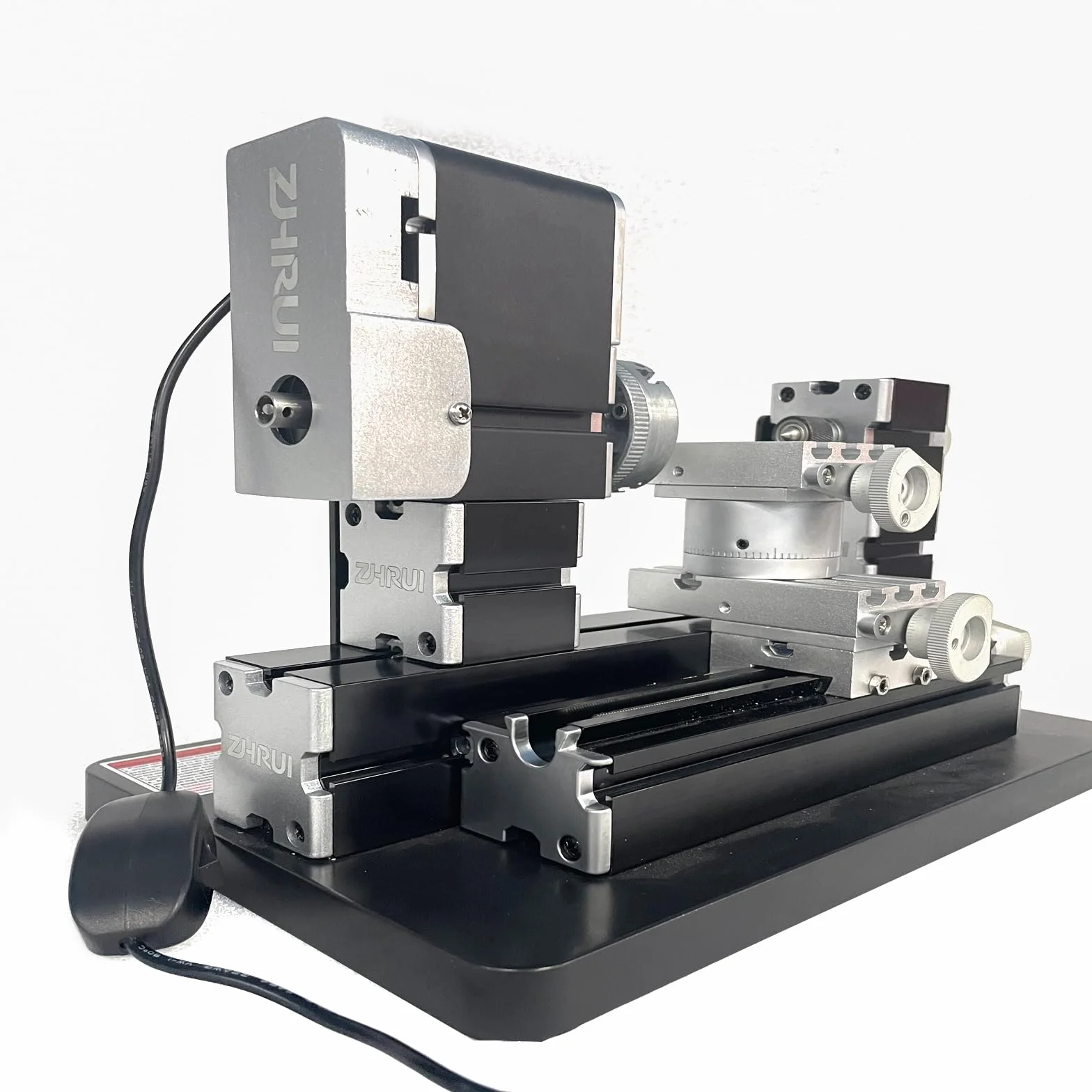 Mini torno de metal 60W 12,000 RPM, herramienta de máquina de 4 ejes para metal blando, madera, acrílico, plástico, mini torno de precisión con guarda de seguridad, indexador rápido, escala de