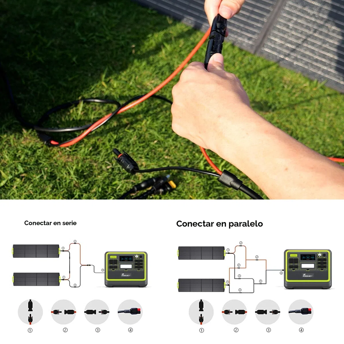 FOSSiBOT Panel solar plegable de 200 W, para generadores solares portátiles F1200, F2400, F3600, módulo fotovoltaico, para sistema independiente de la red, jardín, balcón, caravana hacia el exterior