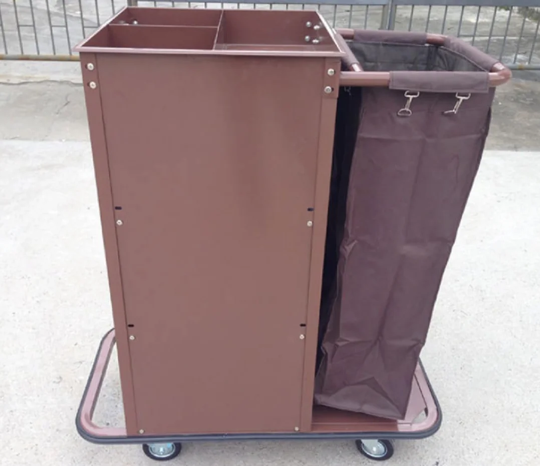 Carrito de hotel con cerradura, carrito de limpieza industrial para limpieza doméstica y servicio de habitaciones, solución multifuncional para operaciones de limpieza eficientes