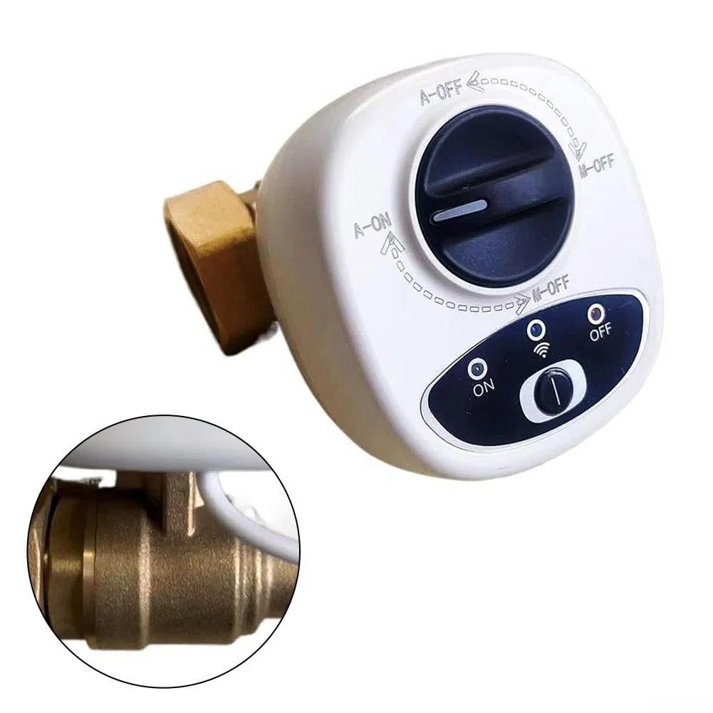 DAZZLEEX Válvula WiFi inteligente para apagado de agua y gas, temporizador y función de alarma, controles de aplicación, válvula de bola eléctrica inalámbrica (DN15)