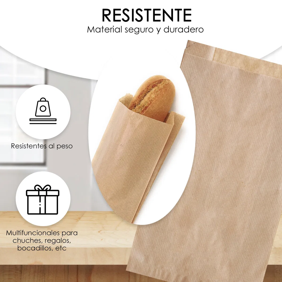 1.000 Bolsas de papel kraft 14+5x25 Bolsas para pan, bolsas comunión, bolsas chuche, bolsa regalo, bolsa panadería, bolsas para regalo, bolsas bocadillo, panadería, sandwich
