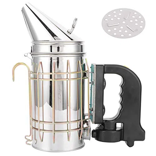 Ahumador de Colmena Eléctrico de Acero Inoxidable con Protector Térmico, Gran Volumen de Humo para Calmar a Las Abejas y Extraer Miel