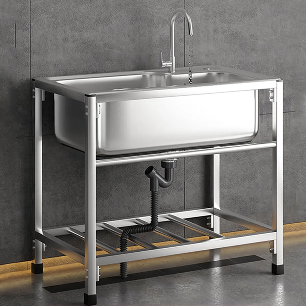 Fregadero Exterior Comercial Con Grifo - Portátil para Camping, Cocina, Restaurante, Garaje y Jardín - Fácil De Instalar - Tamaño: 58x43cm
