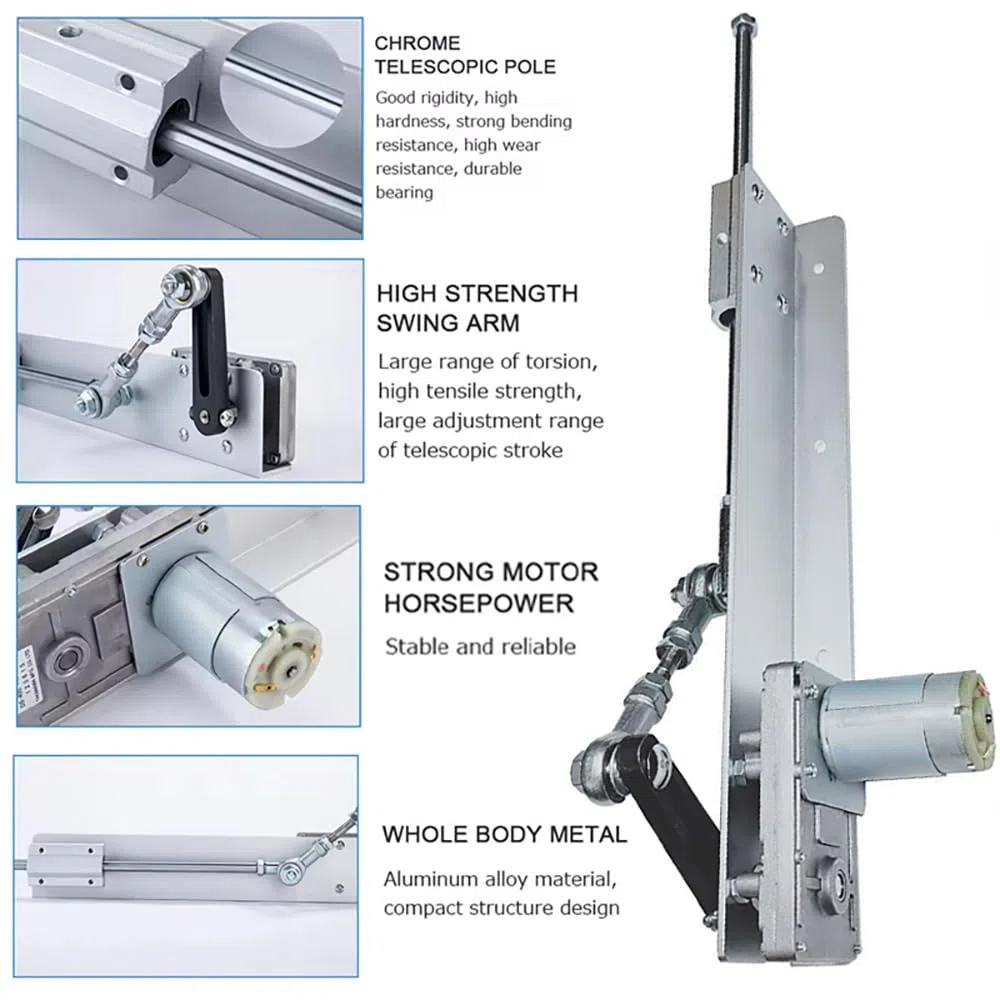 Actuador Lineal Pistón Alternativo,Actuador Lineal de Ciclo Alternativo,Motor telescópico Ajustable de Engranaje,12V Con Controlador Velocidad Carrera 3-15cm (95 golpes/min) para cribas vibratorias