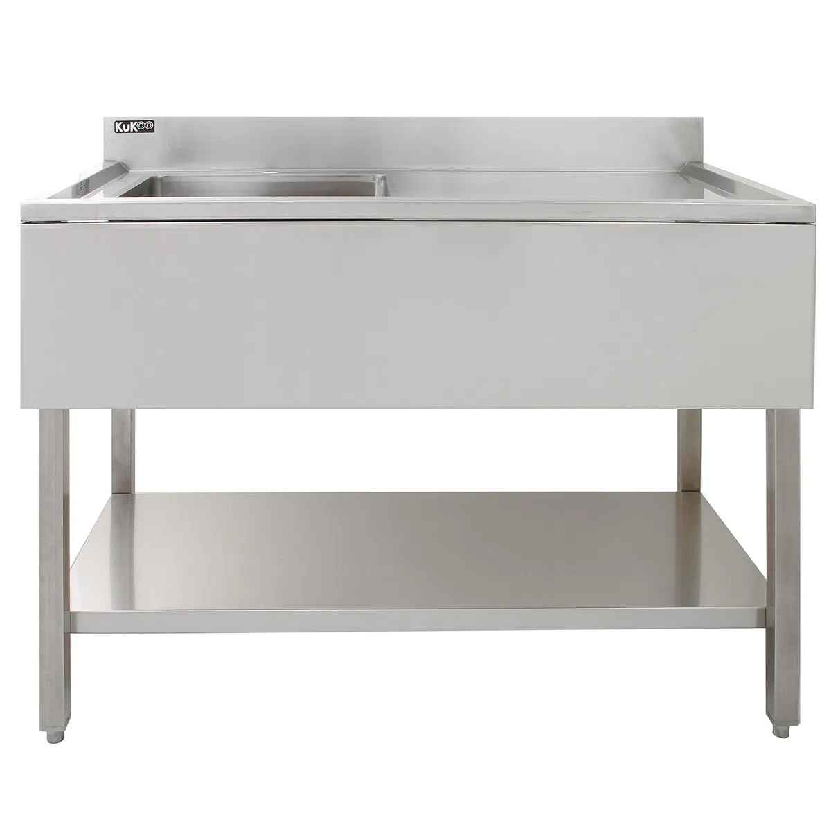 KuKoo Fregadero de Cocina 1 Seno Acero Inoxidable 90x120x60cm Escurridor Derecha Lavabo Comercial Profesional
