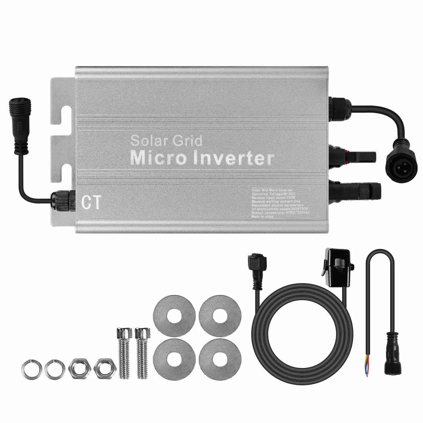 DEWIN Microinversor,700W Inversor Solar Fotovoltaico MPPT Inversor De Conexión a Red Salida de CC de 18V-50V a CA de 230V for Sistema Fotovoltaico