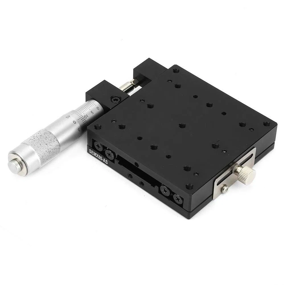 Keenso SEMX80-AS - Micrómetro de etapa lineal de precisión manual de etapa de traducción lineal, desplazamiento de etapa, mesa deslizante, eje X, 80 x 80 mm, otras herramientas y accesorios