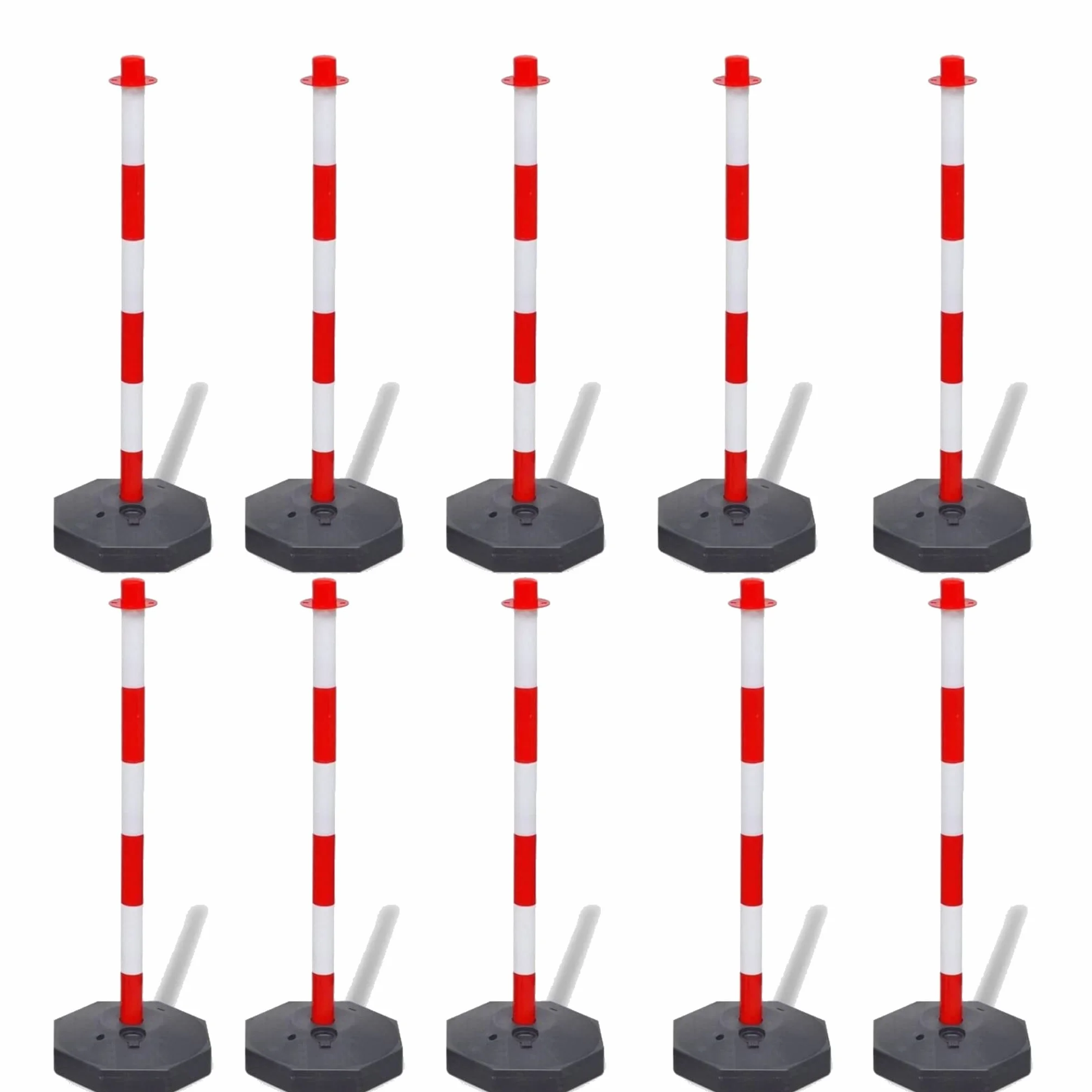 Poste señalización balizamiento fluorescente separador filas eventos Rojo Blanco 10 uds.