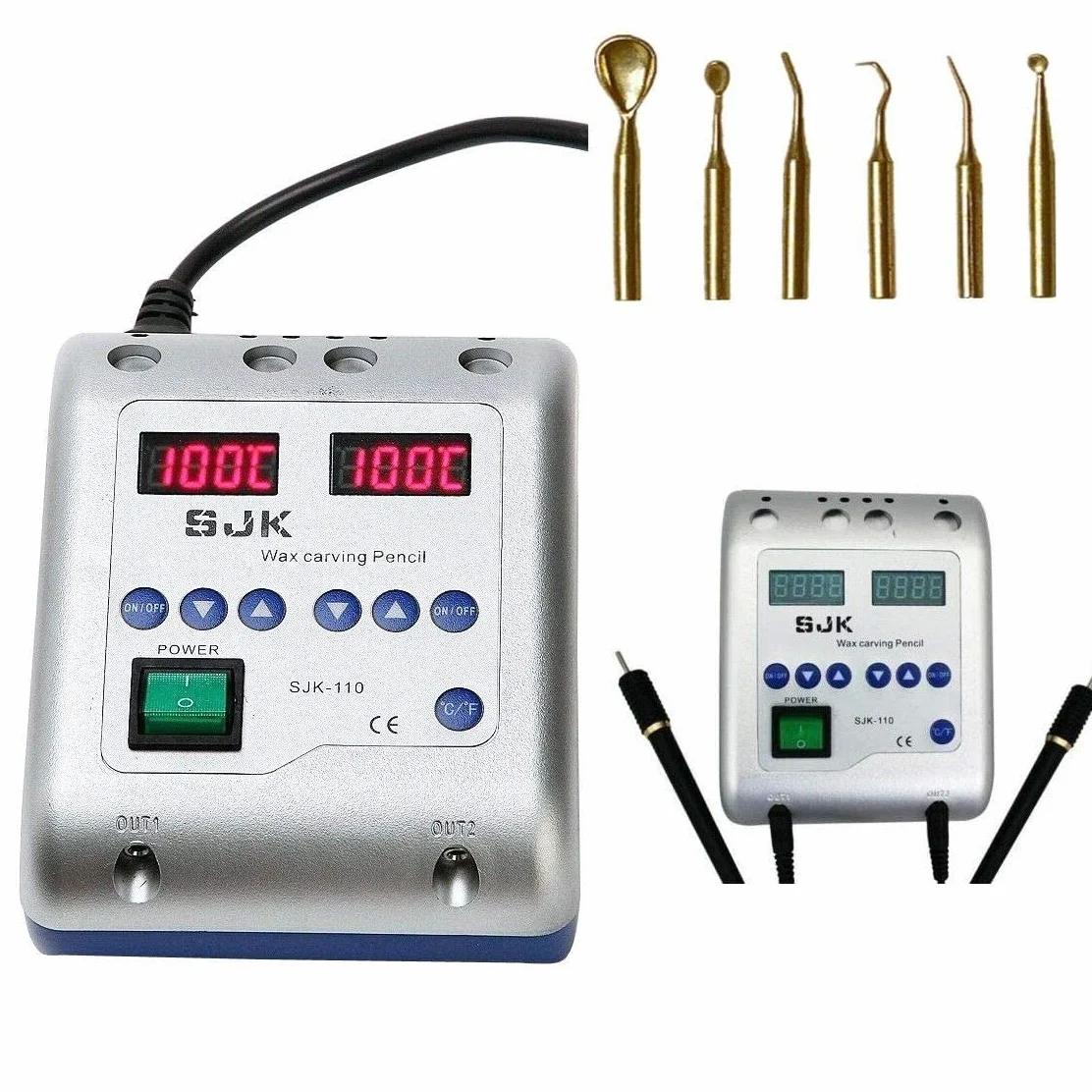 RANZIX Cera eléctrica digital para máquina de cera, cuchillo de trinchar, cuchillo de cera + 6 WaxTips Dental Lab