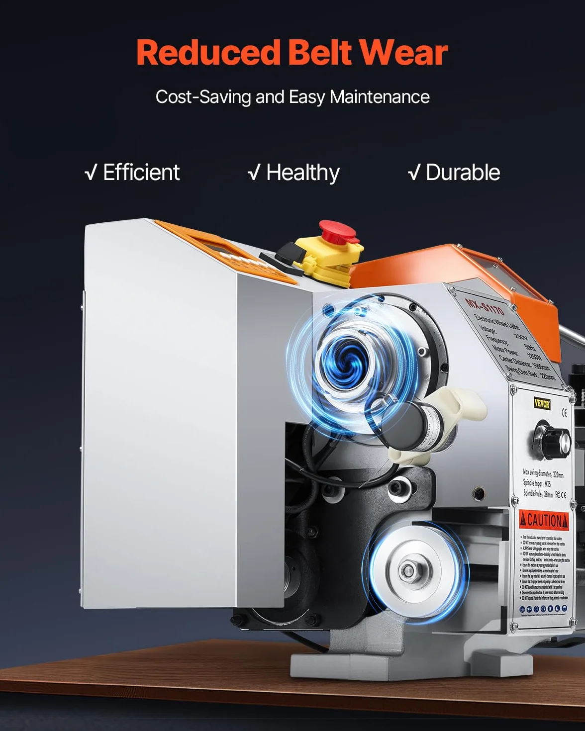 VEVOR Torno de Metal, 220 x 1000 mm Velocidad Variable 2500 RPM, 1250 W Torno de Banco con Alimentación Automática, Sistema de Roscado Electrónico, para Mecanizar Metales Blandos, Plástico