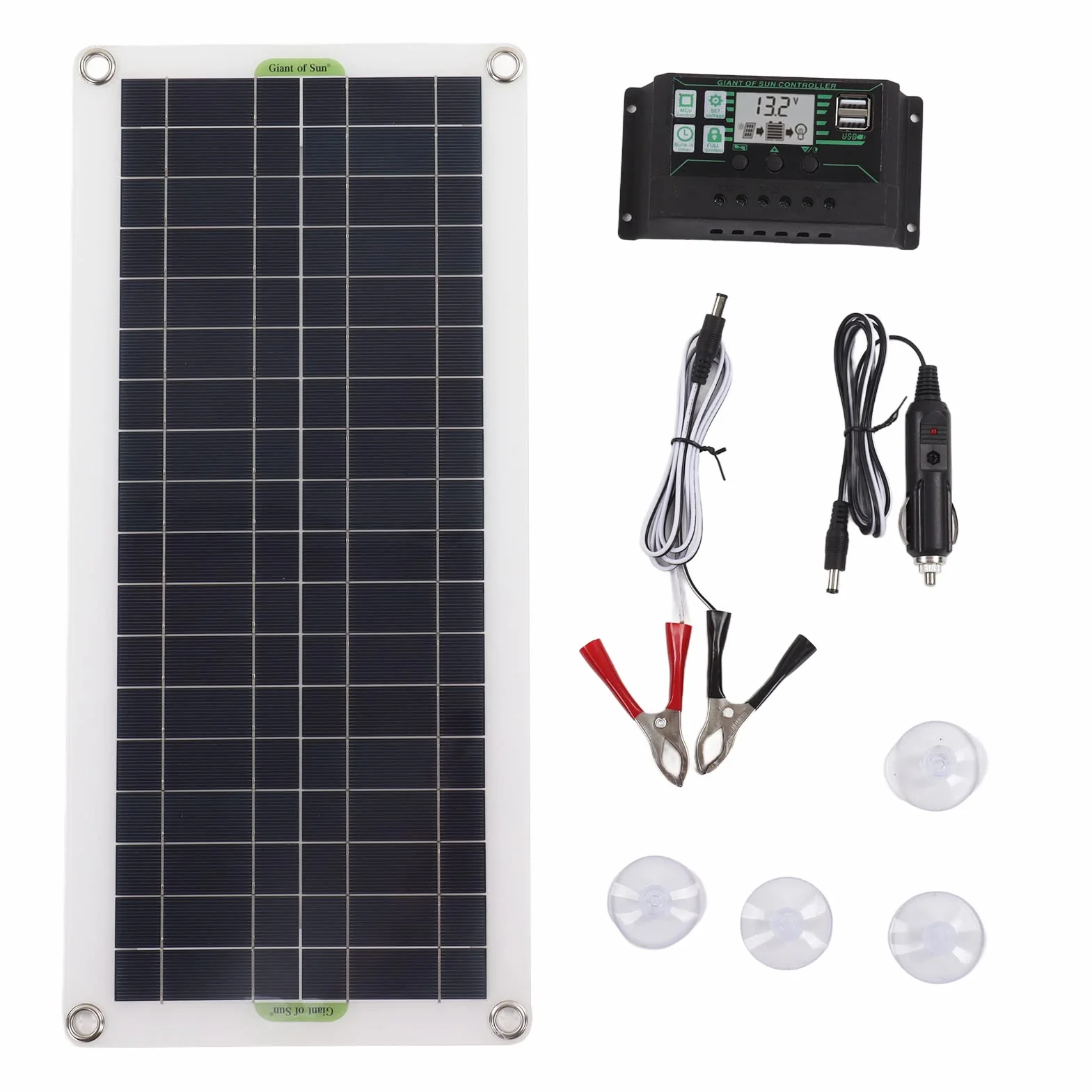 Panel Solar, 30W Panel Solar 30a Cargador Kit de Controlador de Voltaje Silicio Policristalino para 12V Coche RV Barco Remolque Marino Piezas y accesorios para caravanas