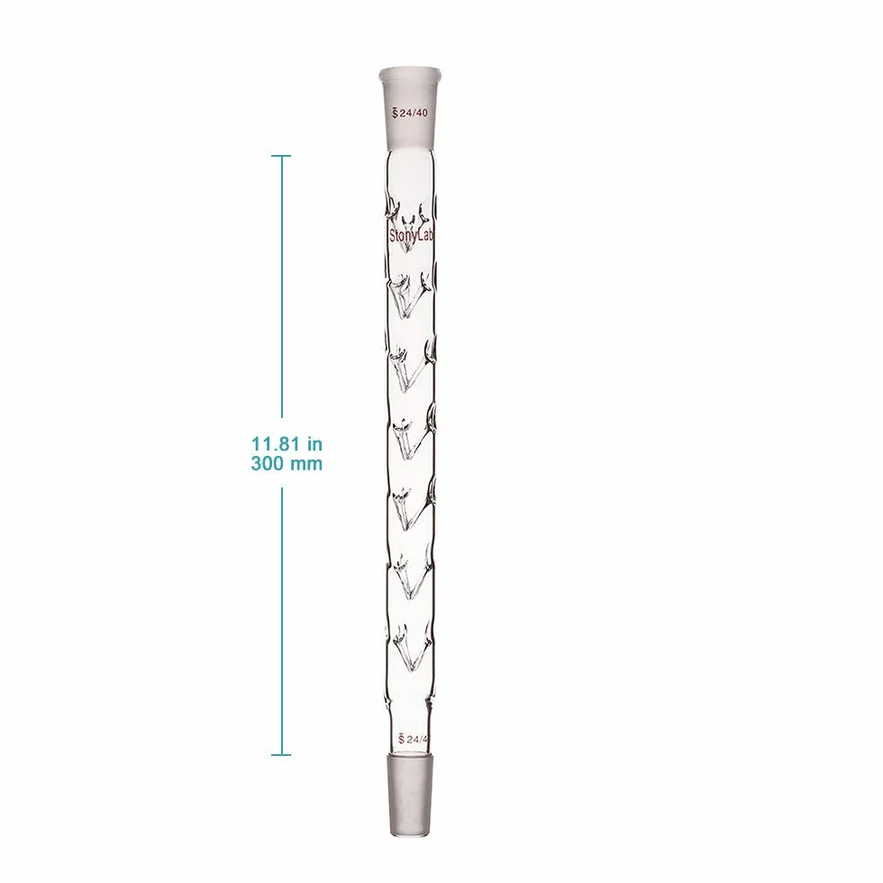 stonylab Columna de Destilación Vigreux, 24/40 300 mm Longitud de Vidrio de Borosilicato Fraccionario Columna de Destilación Columna Vigreux con Sangrías para Laboratorio