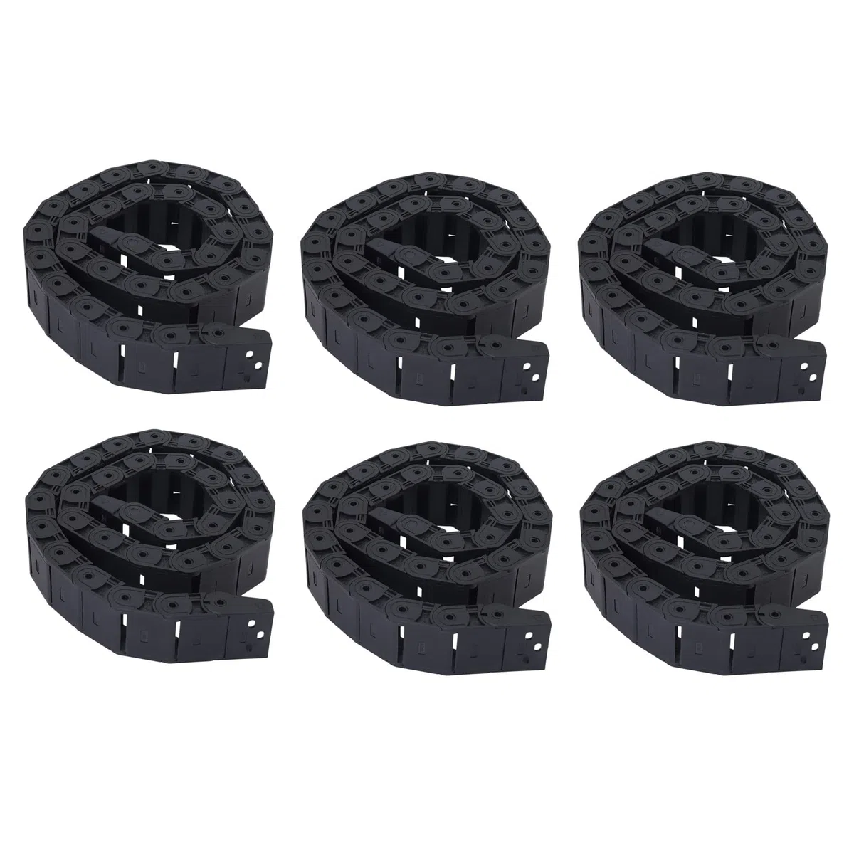 6 Piezas 18mm x 37mm Negro Flexible Cadena de Arrastre de Cable Semicerrada 1M 39.4 Pulgada