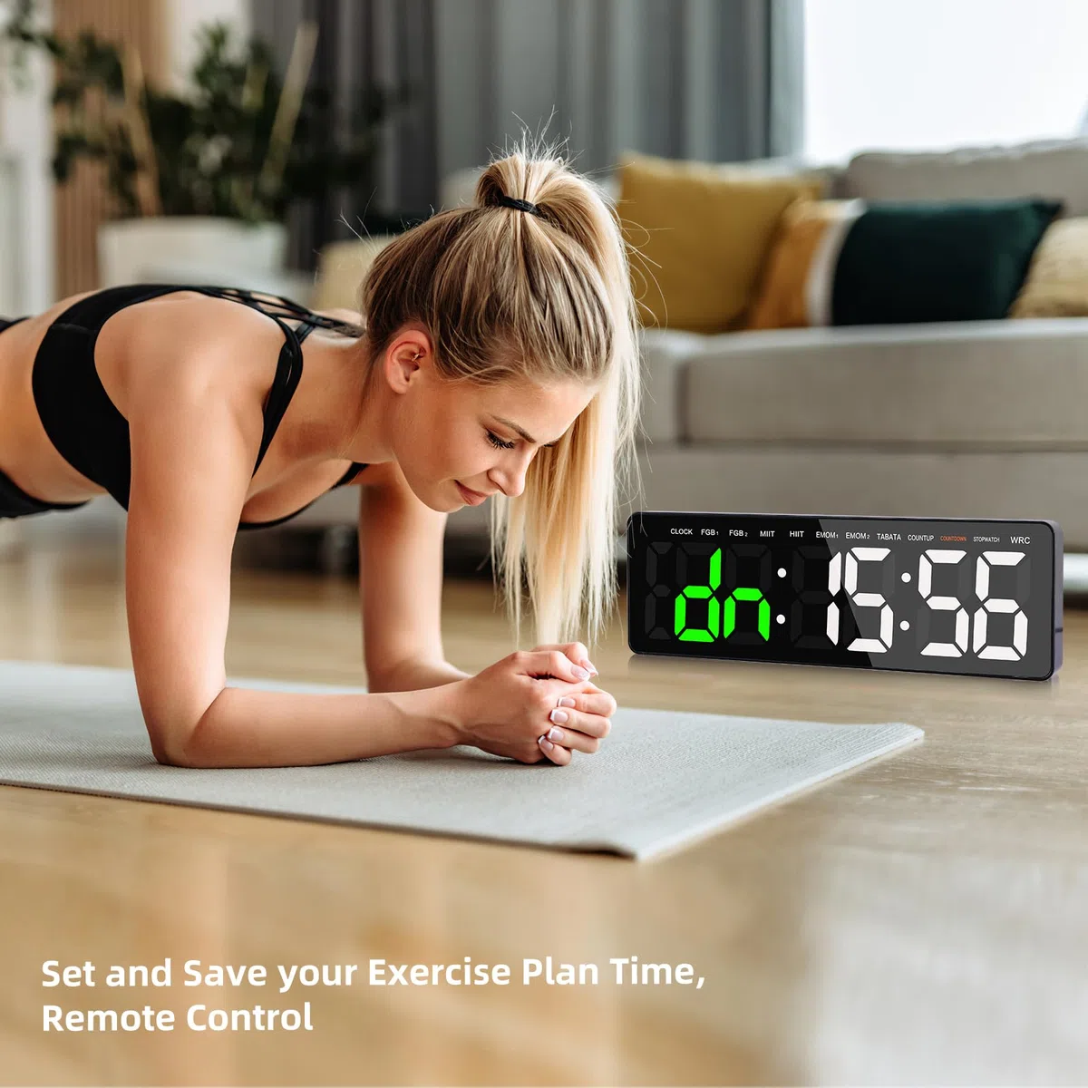 Temporizador de Gimnasio,Temporizador de Intervalo Fitnes LED, 16.5'' Grande Reloj de Pared Digital con Countdown/UP Cronómetro, Gym Timer de Intervalos con Control Remoto para Casa Garaje