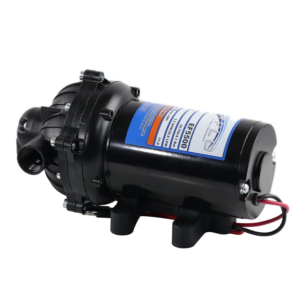 Everflo EF5500-BOX 5.5GPM 12V Bomba de diafragma-1/2 conexión FNPT, 5.5 GPM, negro